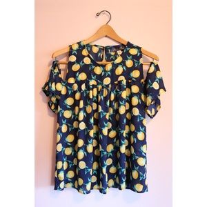 Lemon blouse with shoulder cut outs